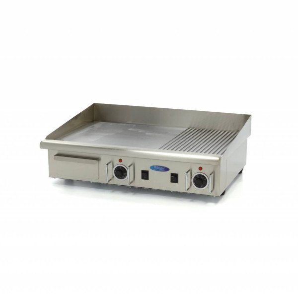 Gastro Grillplatte - Halb Gerillt - 73 cm - inkl. Tropfschale - 400 V