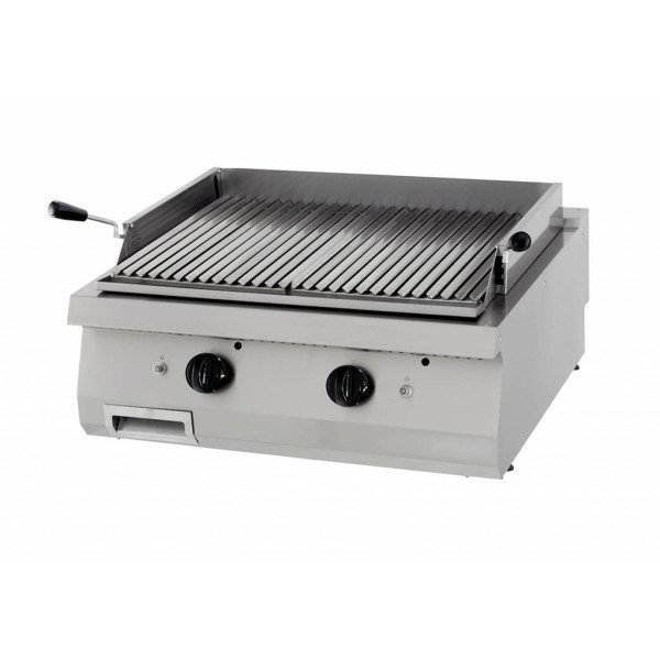 Gastro Heavy Duty Lavasteingrill - Doppeleinheit - 70 cm Tief - Gas