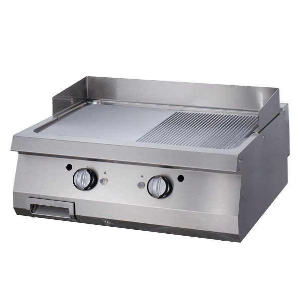 Gastro Premium Grillplatte - Halb Gerillte Chrom - Doppeleinheit - 90 cm Tief - Elektrisch