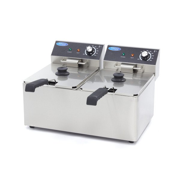 Gastro Fritteuse - 2 x 8 l - 2 Körbe - Bis zu 2.8 kg Pommes Frites