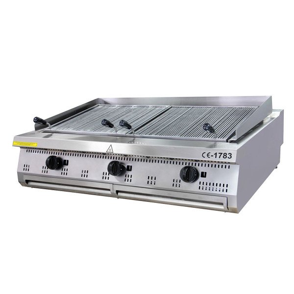 Gastro Premium Holzkohlengrill - 3 Zonen - Dreifache Einheit - 90 cm Tief - Gas