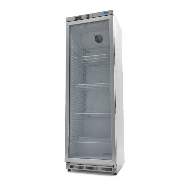 Gastro Kühlschrank - 400 l - Rostfreier Stahl - mit Glastür