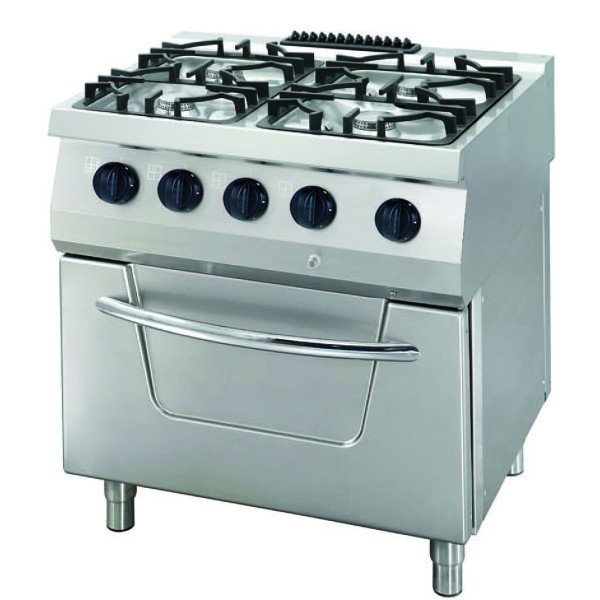 Gastro Heavy Duty Herd - 4 Brenner - Doppeleinheit - 70 cm Tief – 34 kW – Gas inkl. Backofen