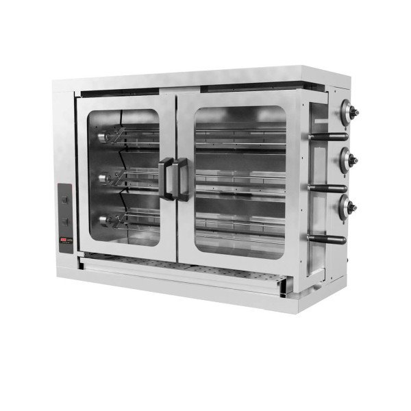 Elektro Hähnchengrill mit 3 Spießen für 15 Hähnchen / 1098x480x820 mm