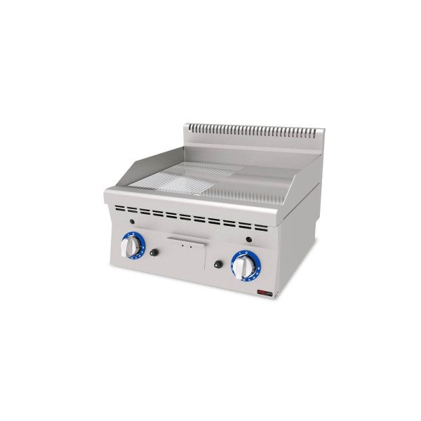 Gas Bratplatte Hardchrome / Glatt + Gerillt / 7.4 kW / Premium Serie 600