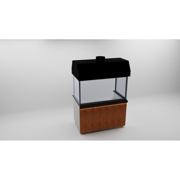 Neutralelement für Grills / 90 cm - Holzfront / Schwarzer Granit