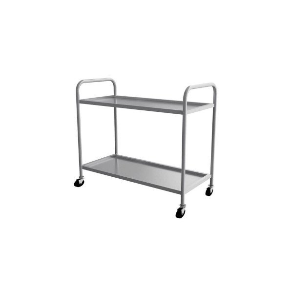 Servierwagen aus Edelstahl / 2 Ablagen / Belastbar bis 80 kg