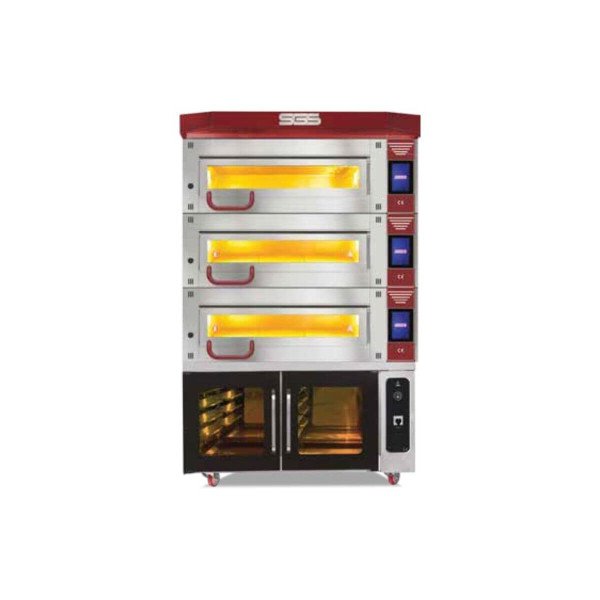 Bäckerei-& Konditoreiofen - 3 Backkammern mit Dampfsystem - Haube & Gärschrank - 25,5 kW - 400 V
