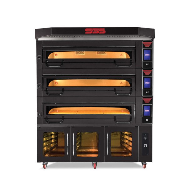 SGS Bäckerei-& Konditoreiofen - 3 Backkammern mit Vollschammot - Untergestell und Haube - 24 kW - 400 V