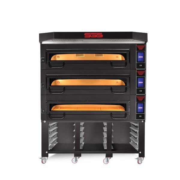 SGS Bäckerei-& Konditoreiofen - 3 Backkammern mit Vollschammot - Untergestell und Haube - 31,5 kW - 400 V