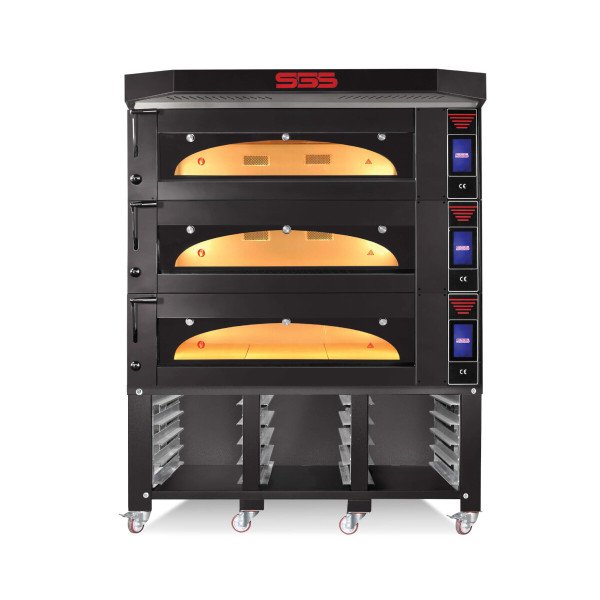 SGS Bäckerei & Konditoreiofen - 3 Backkammern mit Dampfsystem - Untergestell und Haube - 36,6 kW - 400V