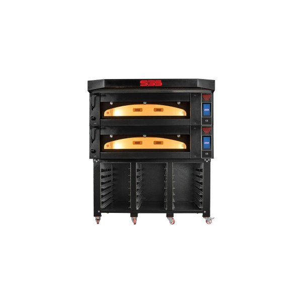 SGS Bäckerei & Konditoreiofen - 2 Backkammern mit Dampfsystem - Regal Untergestell und Haube - 24,4 kW - 400 V