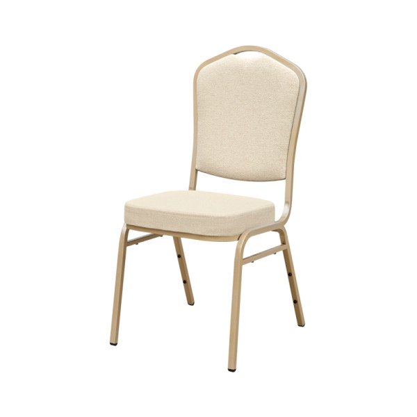 Stapelstuhl Mextra ALICANTE MODERN beige – eleganter Bankettstuhl mit goldenem Gestell. stapelbar und robust für HoReCa-Bereiche