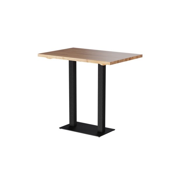 Tisch mit Eichenplatte ALFA BAR DUO Schwarz – Massiver Holztisch für Cafés und Bars