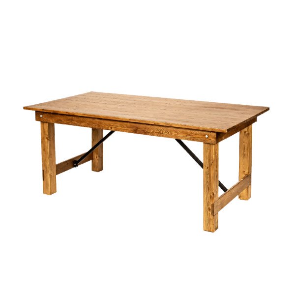 Banketttisch COUNTRY 180x100 cm aus natürlichem Kiefernholz. rustikaler Stil. klappbar und stabil für Festsäle und Restaurants