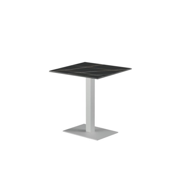 Biergartentisch ALFA 40x55 Weiß mit Quarz-Sintersteinplatte – robust & wetterfest