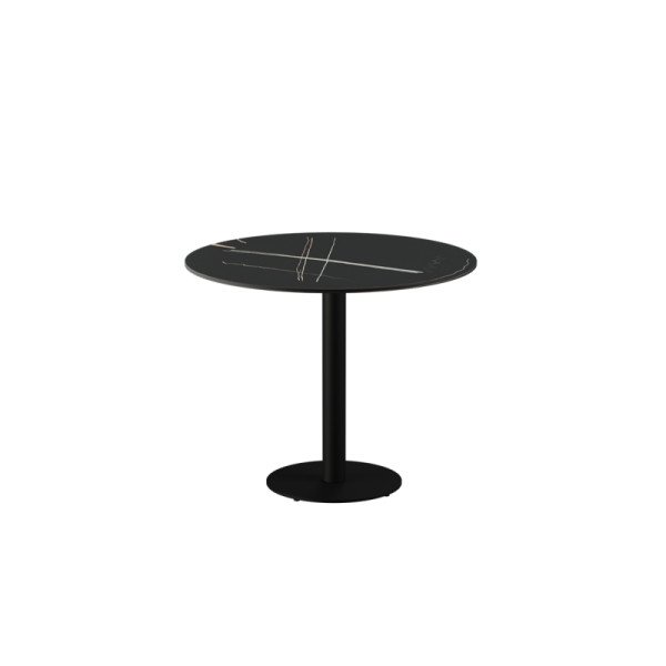 Biergartentisch ALFA R mit schwarzer Tischplatte aus gesintertem Quarzstein – robust und witterungsbeständig für Innen und Außen