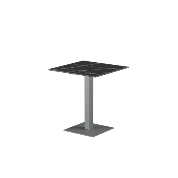 Biergarten-Tisch ALFA S mit grauer Tischplatte aus gesintertem Quarzstein – robust & wetterfest für Innen & Außen