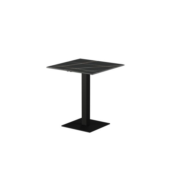 Biergartentisch ALFA S schwarz mit gesinterter Quarz-Tischplatte – robust & wetterfest