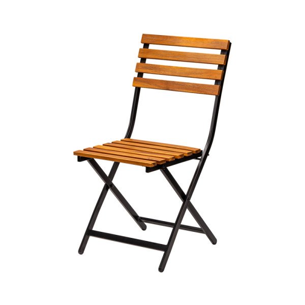 Biergartenstuhl Erica schwarz-akazie – klappbarer Stahl-Holz Stuhl für Gastronomie