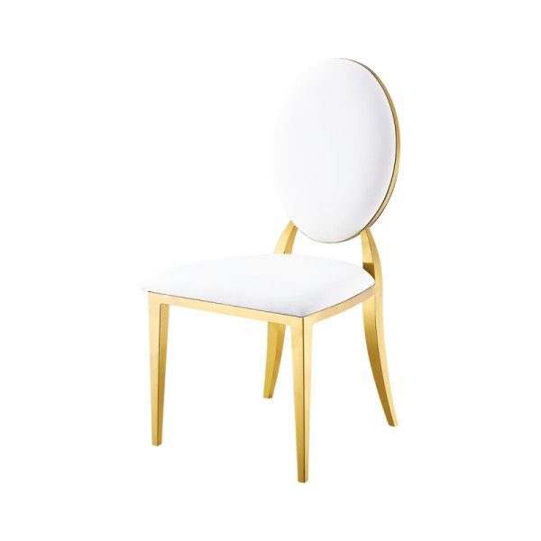 Metallener Hochzeitsstuhl GLAMOUR ALL TAP Gold–Weiß – Eleganz & Komfort für Ihre Feier