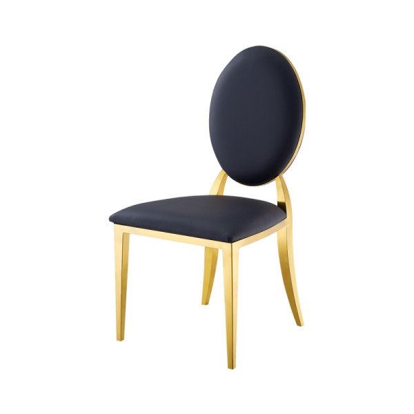 Metallener Hochzeitsstuhl GLAMOUR ALL TAP Gold–Schwarz – Eleganz & Komfort für Ihre Feier