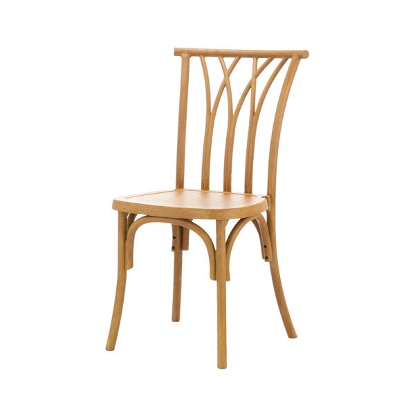 VIENNA POLYWOOD Hochzeitsstuhl natürliche – eleganter. wetterfester Polypropylen-Stuhl mit Holzoptik