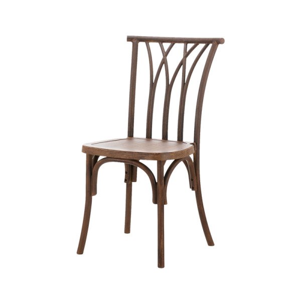 VIENNA POLYWOOD Hochzeitsstuhl nussig – eleganter. wetterfester Polypropylen-Stuhl mit Holzoptik