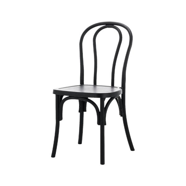 MONET POLYWOOD Hochzeitsstuhl Schwarz – Eleganter. wetterbeständiger Polypropylen-Stuhl mit Holzstruktur