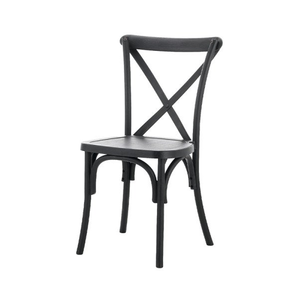 CROSS-BACK POLYWOOD Hochzeitsstuhl aus schwarzem Polypropylen – elegant & robust