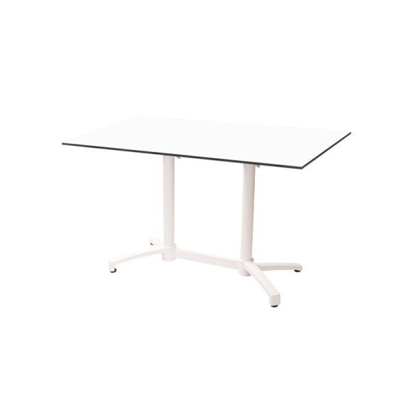 Biergartentisch CROSS COMFORT DUO weiß mit wetterfester HPL-Platte – stabil & modern für HoReCa-Bereiche