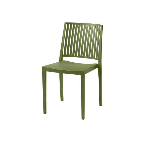 Caféstuhl GOMERA STRIPES olio verde – stapelbar. robust & modern für Innen & Außen