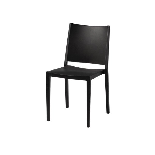 Caféstuhl GOMERA FULL schwarz – stapelbarer. robuster Polypropylenstuhl für Café & Bar