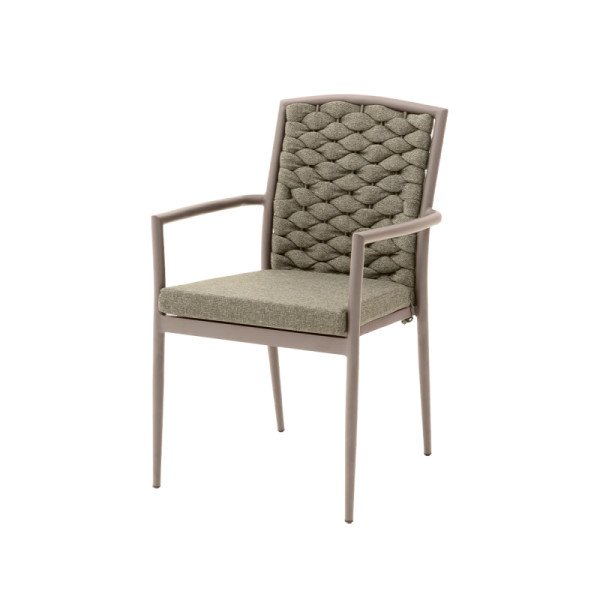 Technorattan Stuhl INTRECCIO beige – wetterbeständig & stapelbar. ideal für Terrasse & Gastronomie