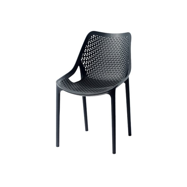 Café-Stuhl CLOUD anthrazit – wetterfester. stapelbarer Designstuhl für Außenbereiche