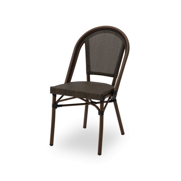 Technorattan Stuhl MATTEO braun – leichter. strapazierfähiger Outdoor- und Indoor-Stuhl