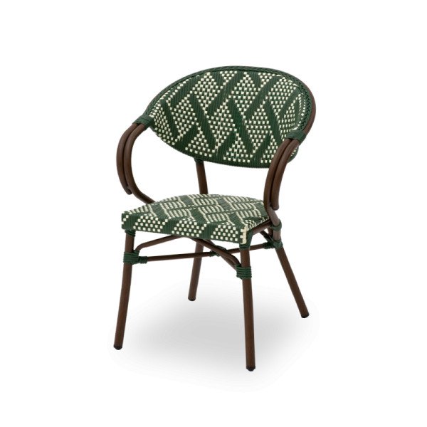 Technorattan Stuhl CAMILLO grün – leichter. stabiler Terrassenstuhl mit modernem Design