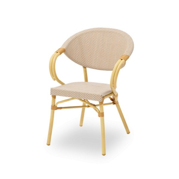 Technorattan Stuhl CAMILLO beige – leichter. stabiler und eleganter Terrassenstuhl