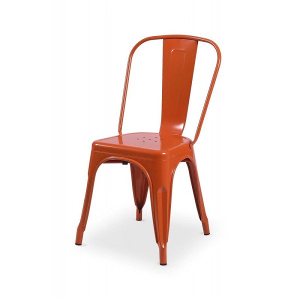 Barstuhl PARIS inspiriert von TOLIX in Orange – robuster Stahlstuhl mit Retro-Design