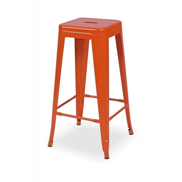 Hocker PARIS inspiriert von TOLIX in Orange – robuster. stapelbarer Metallhocker für Industrie-Design