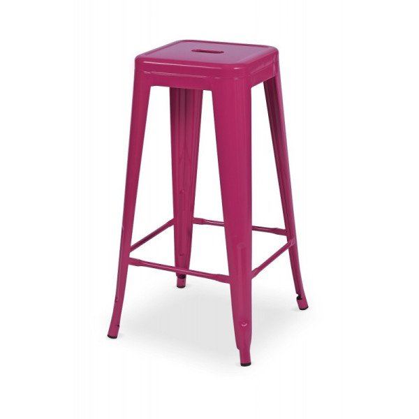 Hocker PARIS inspiriert von TOLIX in Rosa – robuster. stapelbarer Metallhocker mit Griff und Bodenschutz