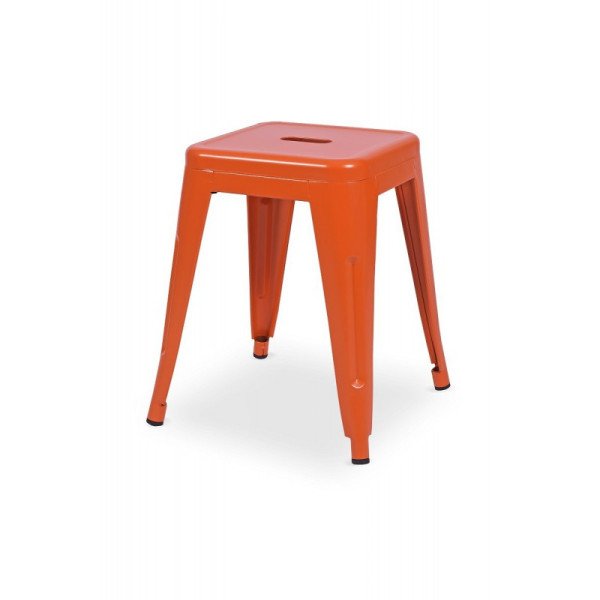 Schemel PARIS inspiriert von TOLIX in Orange – robuster. stapelbarer Metallhocker für Industrie-Lofts