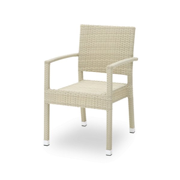 Technorattan Stuhl LEONARDO ivory – stilvoll & robust für Café & Garten