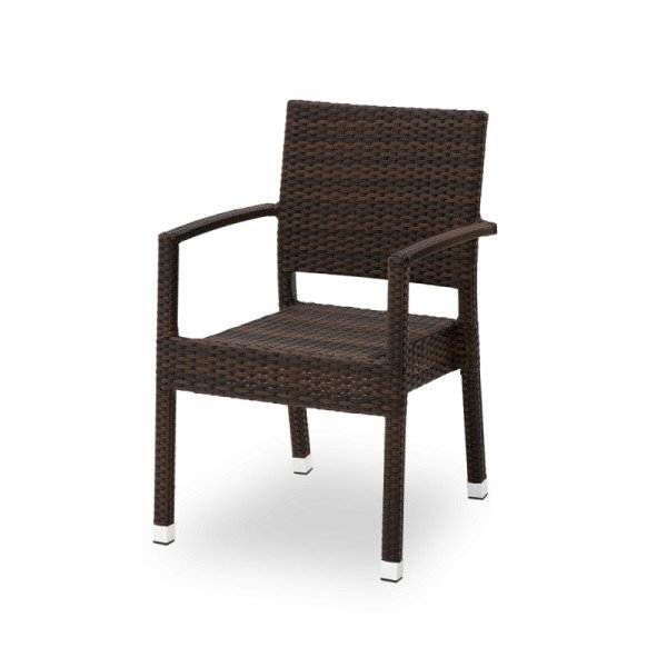 Technorattan Stuhl LEONARDO braun – stilvoll & robust für Innen & Außen