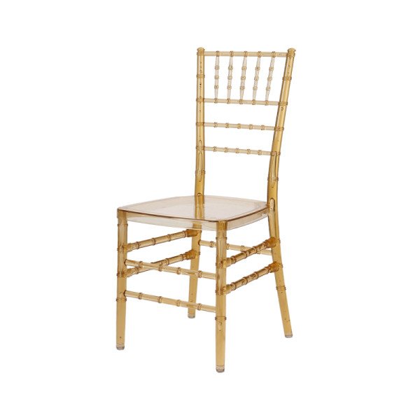 Hochzeitsstuhl CHAVIARI TIFFANY transparent bernstein – eleganter. langlebiger Polycarbonat-Stuhl für besondere Anlässe