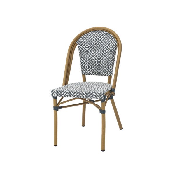 Technorattan Stuhl MATTEO grau-weiß – leichter. langlebiger Komfort für drinnen & draußen