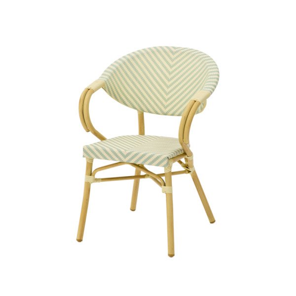 Technorattan Stuhl CAMILLO in Hellgrün – Leicht. Stabil & Stilvoll für Innen & Außen