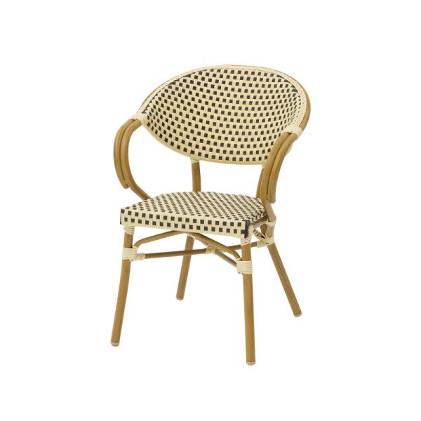 Technorattan Stuhl CAMILLO creme – leichter. stabiler und eleganter Terrassenstuhl für Innen & Außen