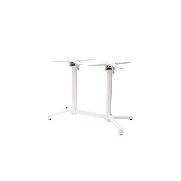 Tischgestell CROSS COMFORT DUO weiß – stabiler. wetterfester Aluminium-Tischfuß mit Faltmechanismus