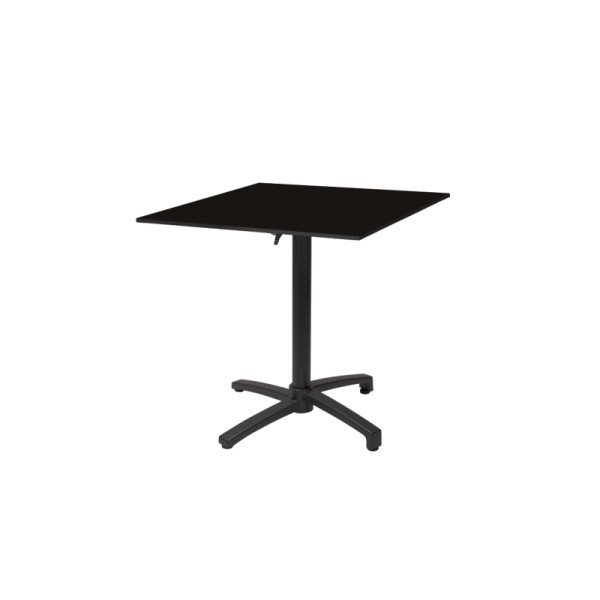 Biergartentisch CROSS COMFORT 69x69 cm mit HPL-Platte. schwarz – stabil & wetterbeständig